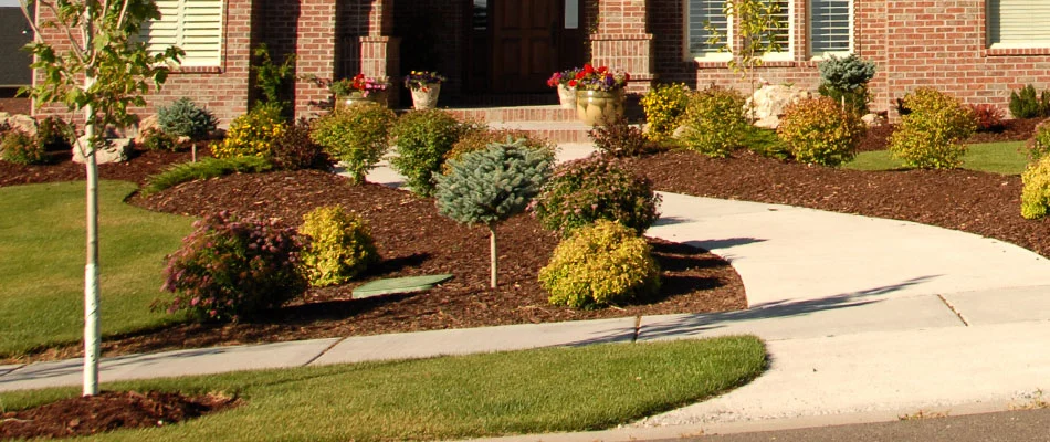 A residential property located in Lowell, MI that we recently installed mulch at.